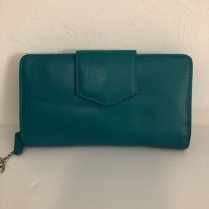 Teal Leather RFID Bi-Fold Wallet